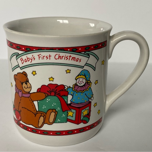 Baby’s First Christmas Mug Ceramic Bear Presents Papel Freelance Vintage Baby - Picture 1 of 8